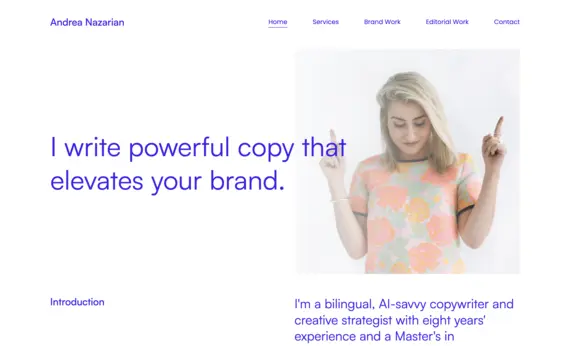 The portfolio website of Andrea Nazaria, copywriter and creative strategist.